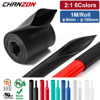 6 renk 9mm - 100mm 2:1 isı Shrink tüp isıtma küçülen boru hortum tel koruyucu isıtmalı daralan Wrap kabloları kablolama 1M