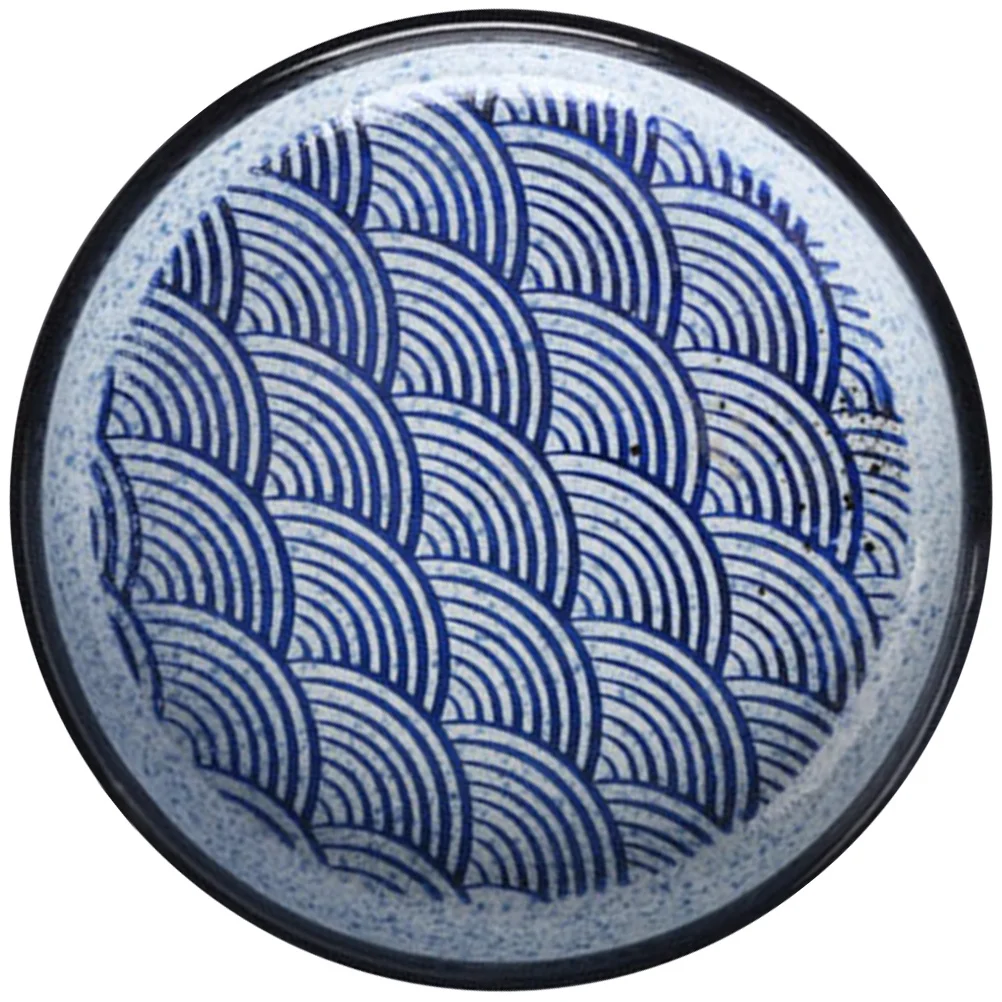 

Ceramic Sea Wave Pattern Dinner Plate Vintage Style for Serving Food Cakes Desserts Multipurpose Home Kitchen Accessory