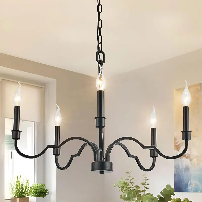 

American Style 6-Head Iron Industrial Chandelier Lighting Retro Chandelier Restaurant Kitchen Dining Room Candle Droplight