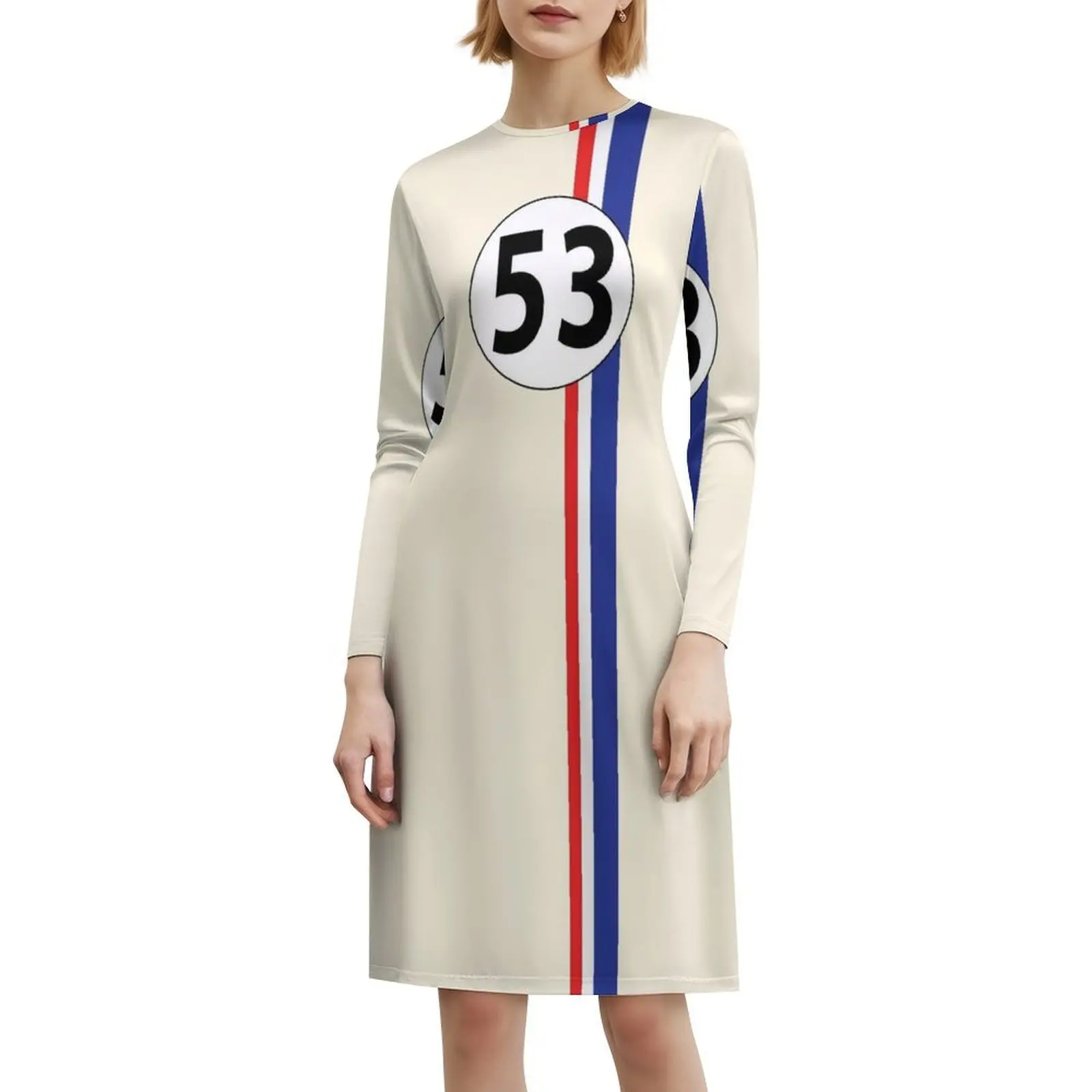Herbie Nummer 53 Koreaanse stijl jurk voor dames Elegante vrijetijdskleding voor feest of dagelijks gebruik Raceauto Raceauto Racing Nummer 53