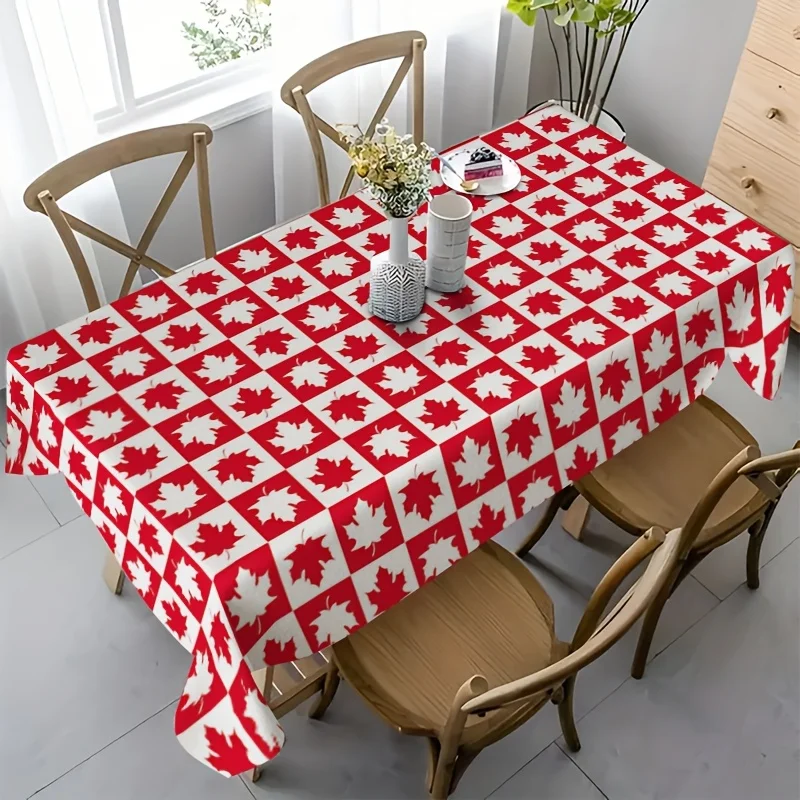 1 piece of red and white Canadian maple leaf printed tablecloth - patriotic-themed table decorationZYC