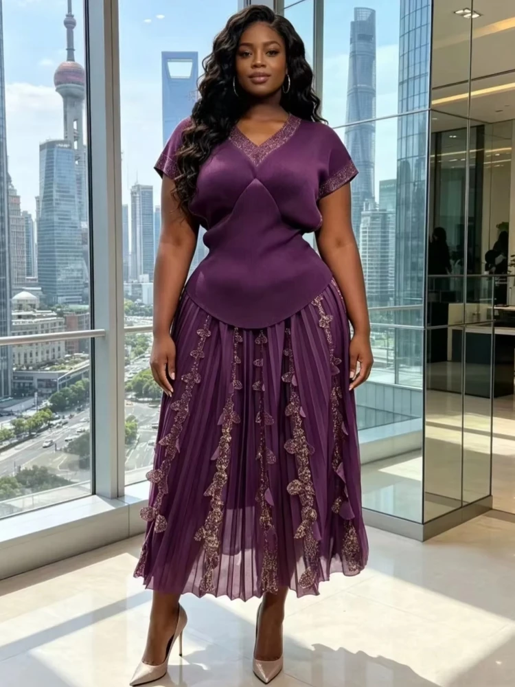 

2 Piece Sets Tops And Skirt African Dresses For Women Elegant Dashiki Robe Kaftan Office Lady Maxi Dress Turkish Africa New