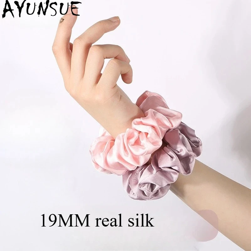

AYUSNUE 19 мм 100% шелковая резинка для волос из тутового шелка, женская резинка для волос 3,5 см, милые аксессуары для девочек
