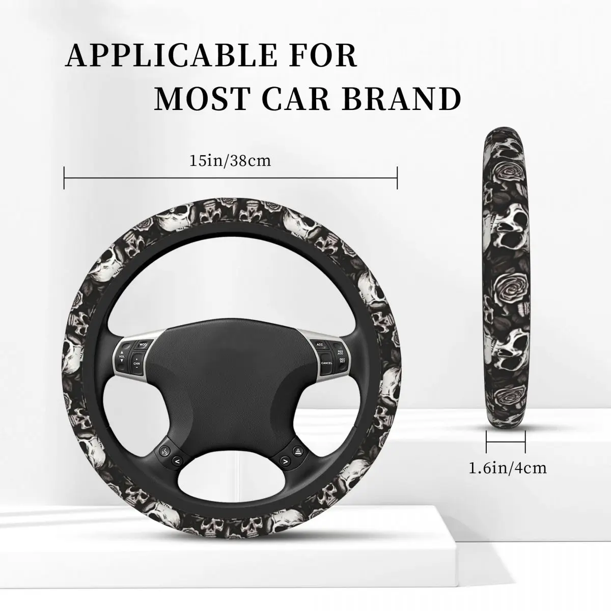 NEW Car Steering Wheel Cover No inner circle Skull Design Universal Steering Wheel Protector Anti-Slip Automotive Accessories