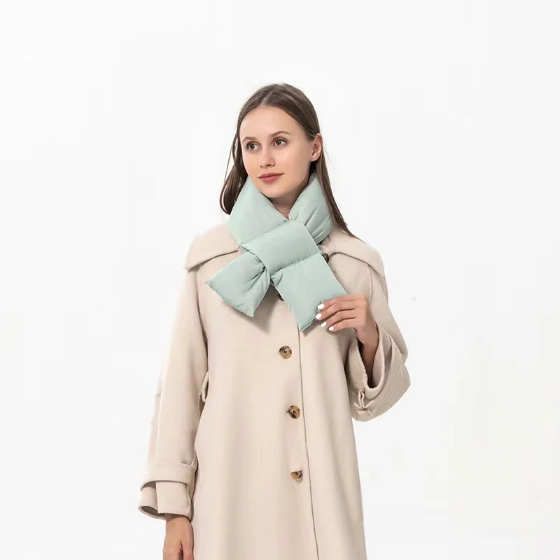 Bufanda acolchada de algodón cálida para invierno, bufanda impermeable para nieve y exteriores, pañuelo térmico para mujer, chal para el cuello