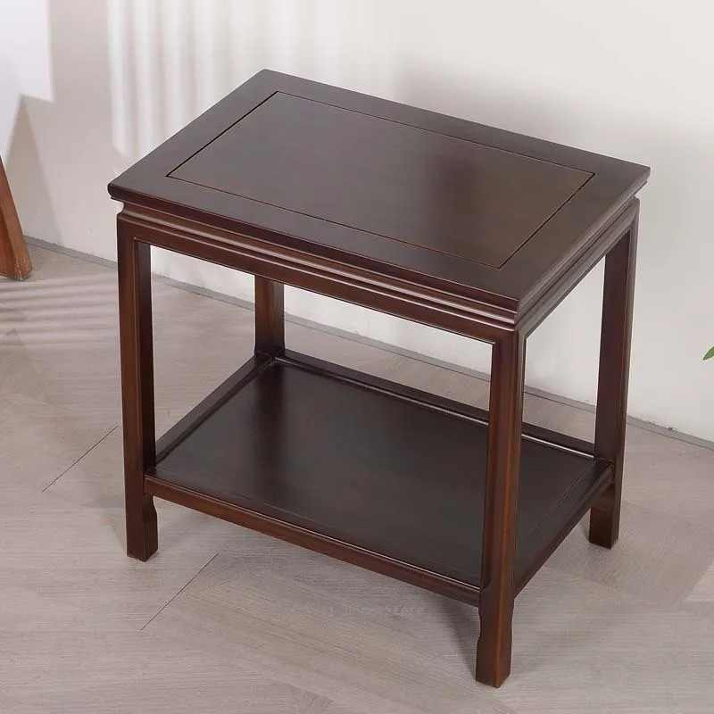 Chinese Simple Solid Wood Side Table, Square Stand for Living Room, Plant & Fish Tank Holder