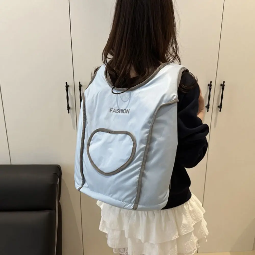 

Fashion Letter Embroidery Love Vest Backpack Solid Color Nylon Students School Bag Storage Bag Travel Bag Shoulder Bag Teenager