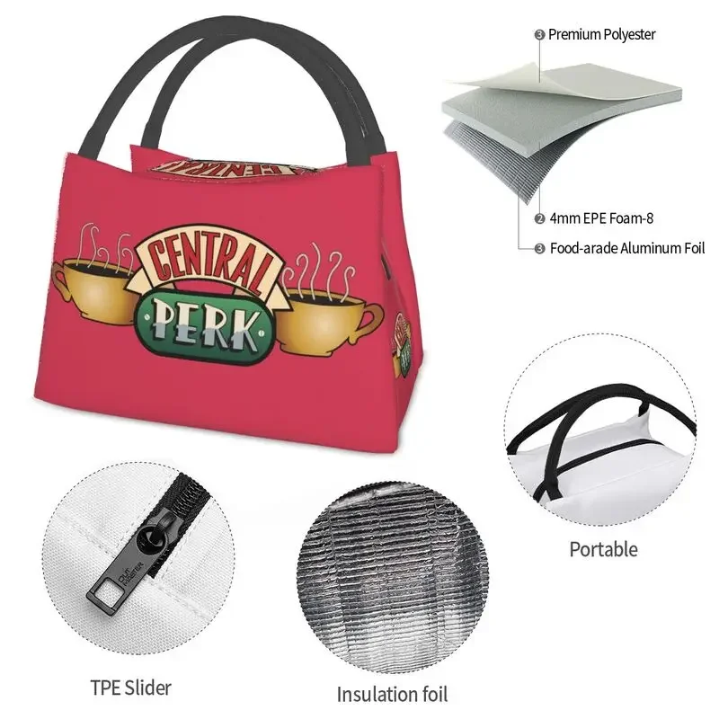 Central Perk Friends Insulated Lunch Bag for Women Portable TV Show Cooler Thermal Lunch Box Work Picnic