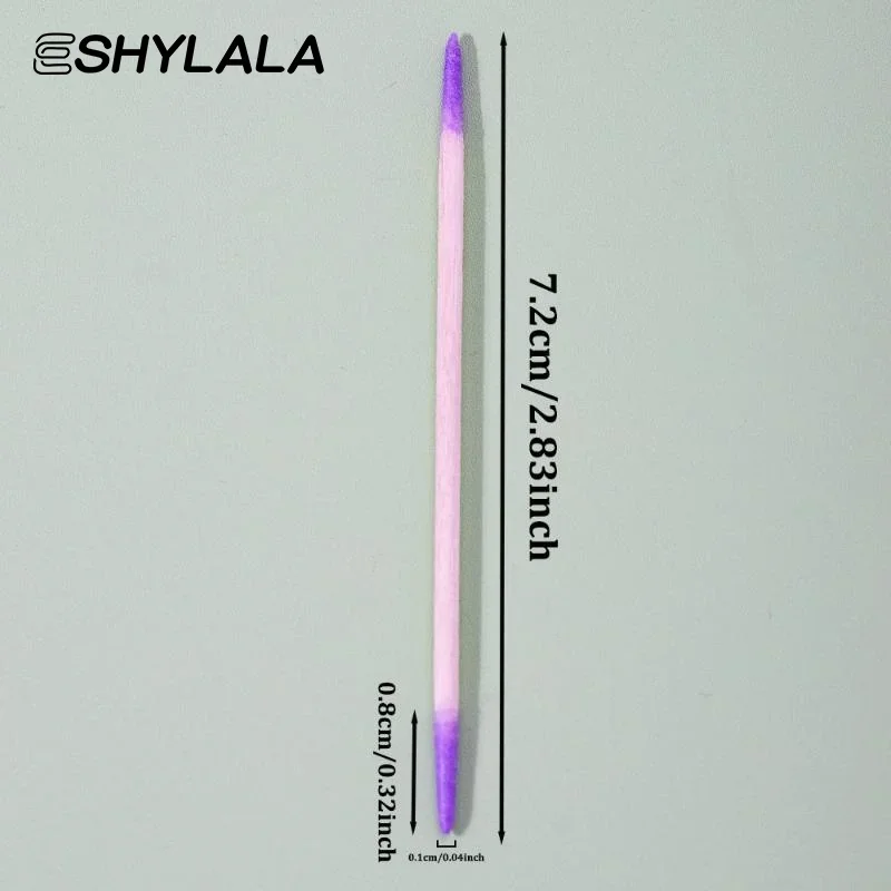 100/200/300/500 pçs prego cotonete de madeira de cabeça dupla varas de limpeza roxo duplo-ponto cabeça de algodão cotonete de limpeza removedor de esmalte