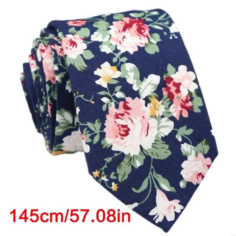 L5YA Pijlen Ontwerp Bloemenprint Stropdas Polyester Zijde Mode Unisex Shirt Accessoire
