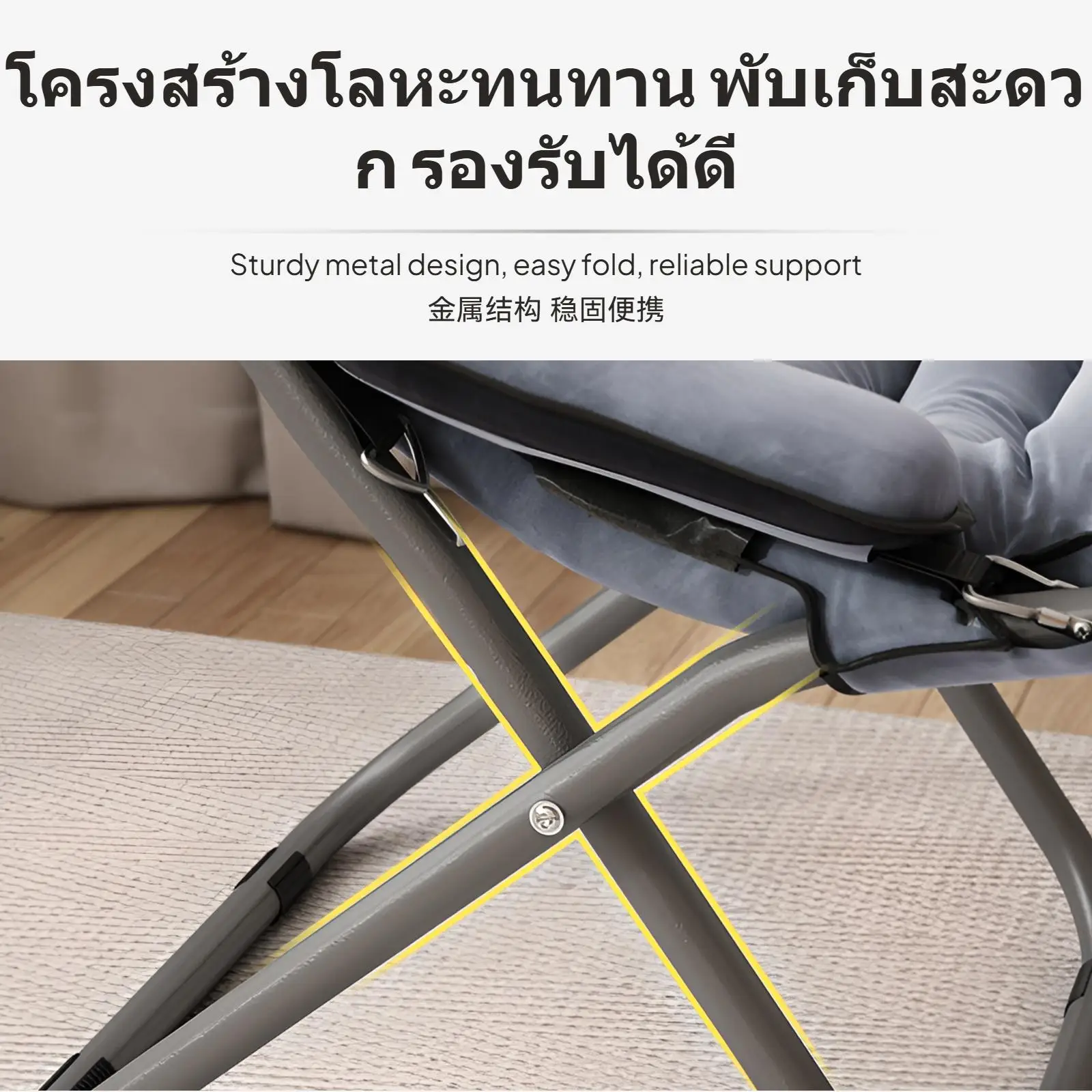 كرسي استلقاء 2 في 1 قابل للطي، قماش سويدي للشرفة والخارجية، زيتوني مع مسند للقدمين، قابل للتعديل للجلوس والاستلقاء