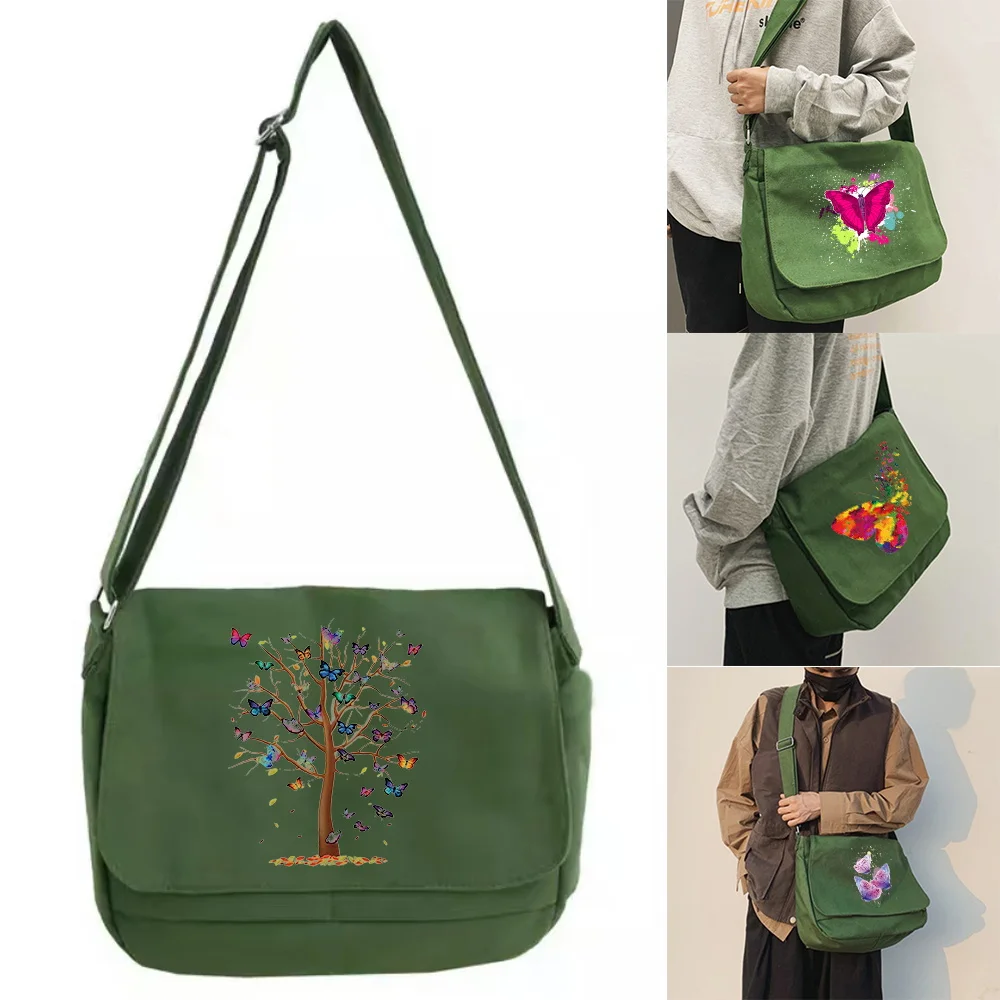 Messenger Shoulder Bags Casual Female Large Capacity Handbags Women's Crossbody Travel Shopping Bag Butterfly Series Print
