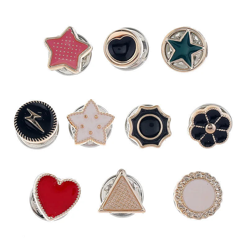 10Pcs Brooches Women Pin Clothes Decor Anti-Exposure Buckle Neckline Fastener Nails Pearl Button Cufflinks Sewing Accessories