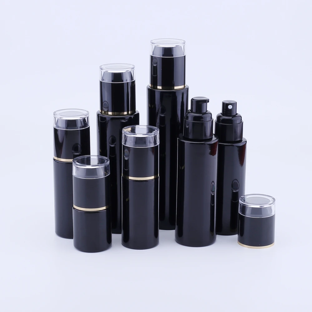 

100pcs 20ML 30ML 40ML 60ML Lotion Pump Bottle 80ml 100ml 120ml Empty Black Perfume Glass Bottles Container Case Refillable