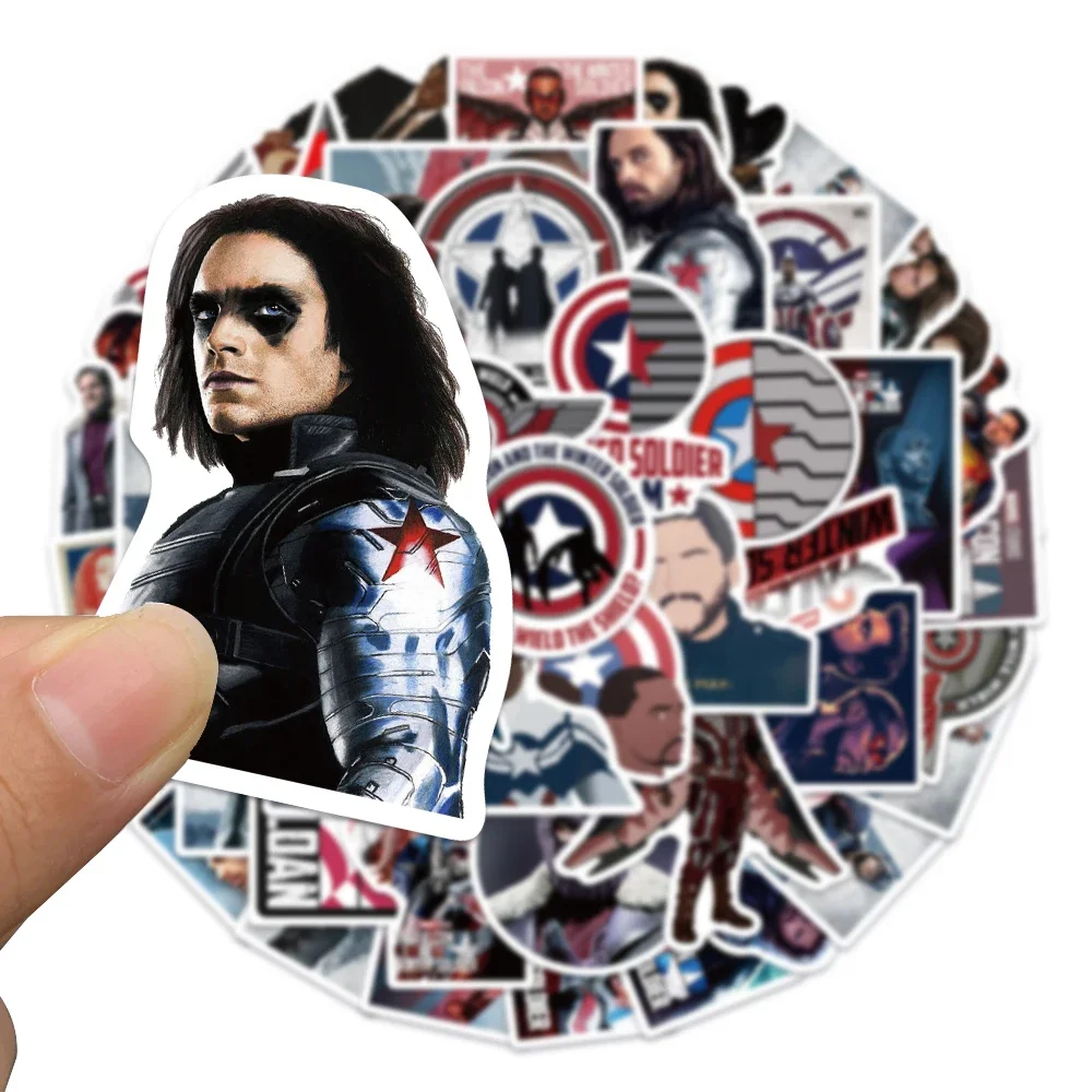 50pcs Disney The Falcon and the Winter Soldier Stickers for Laptop Phone Case Travel Case Classic KidsCool Decals Sticker