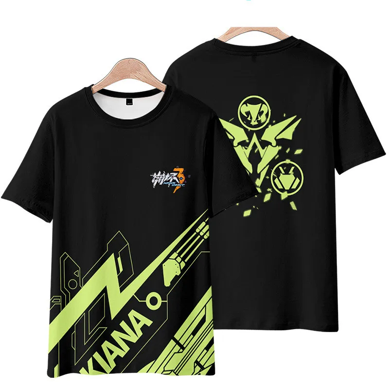 3D Impresso Streetwear Manga Curta Harajuku Traje Cosplay, T-shirt Jogo, Honkai Impacto 3, Pardofelis Estilo SP, Moda Verão