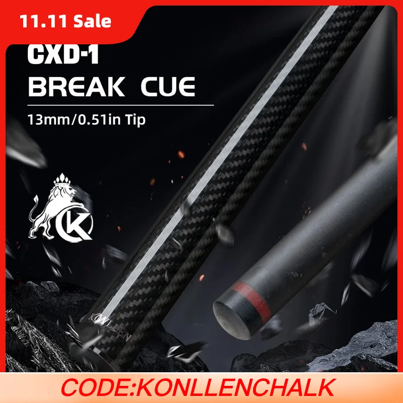 

KONLLEN Break cue Punch Cue with 13mm Tip Carbon Fiber Shaft Punch Cue 1/2 spint for Billiard Cue Pool Cue Stick