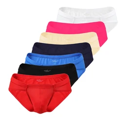 CLEVER-MENMODE 7pcs/ Kit Men Underwear Sexy Ice Silk Briefs Ultra Thin Large Penis Pouch Panties Underpants Slips hombre Erotic