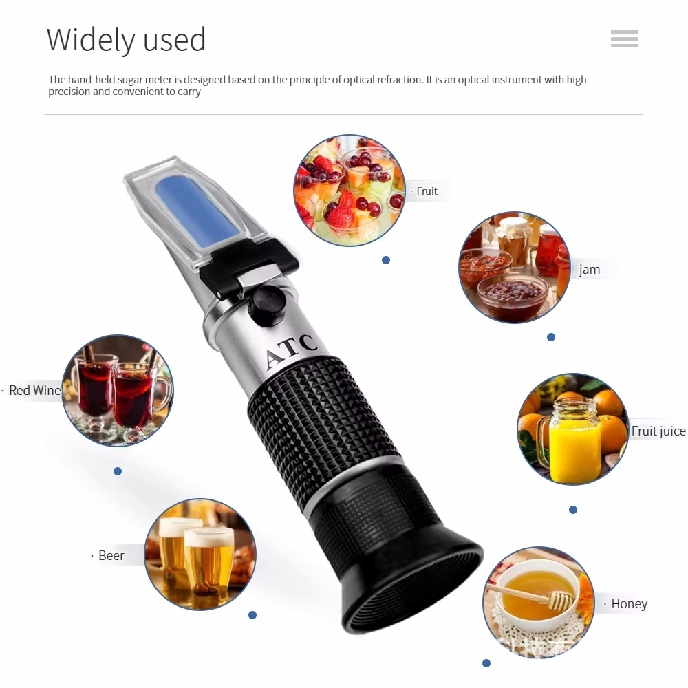 0-40% Brix 0-25% Alcohol Grapes Wine Refractometer ATC Handheld Concentration Meter Fruit Sugar Content Tester Measurement