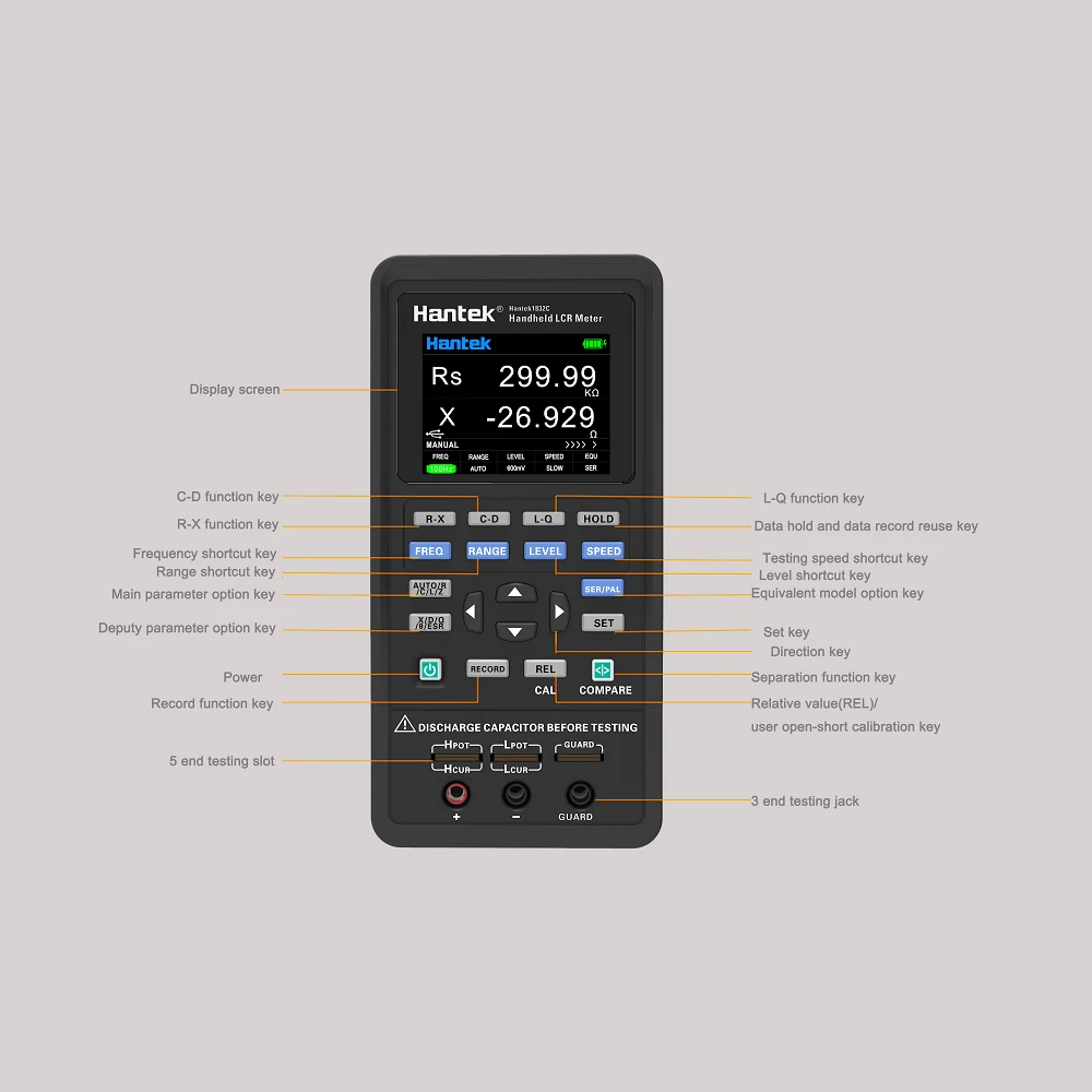 Hantek Digital LCR Meter 1832C 1833C Handheld 2.8inch Portable Inductance Capacitance and Resistance Measuring Tester Tools