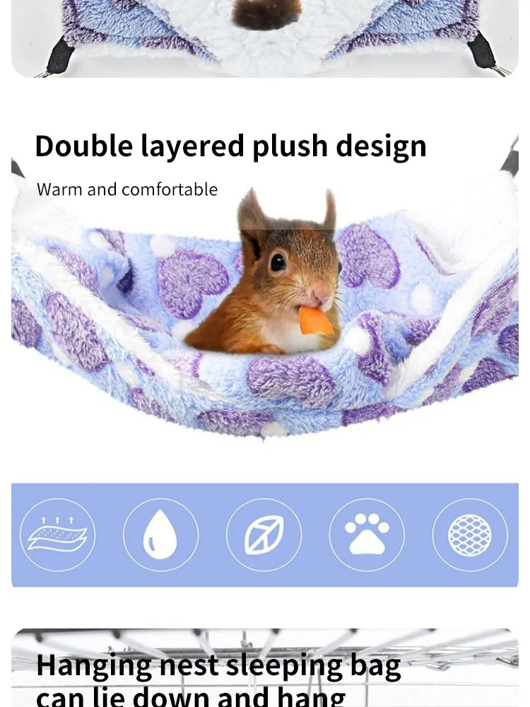 Hamster Hängematte Kleine Haustier Hängen Bett Doppel Warme Verdickte Honeybug Fliegende Eichhörnchen Meerschweinchen Hängematte Haustier Käfig Zubehör – Detail 7