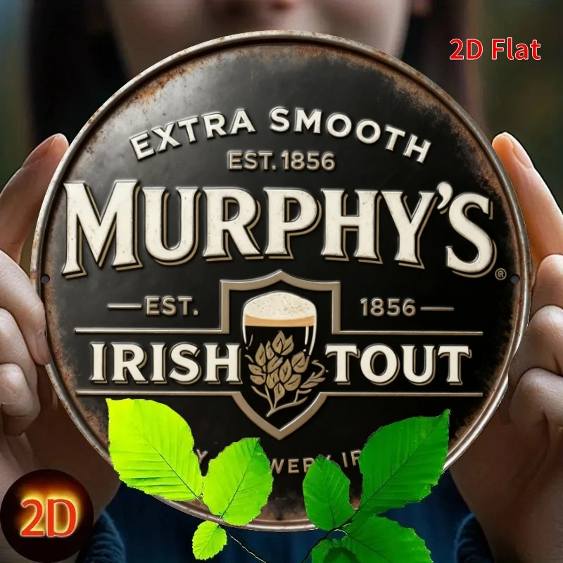 Vintage Distressed Irish Beer Brewery Retro Graphic Man Cave Bar Decor 2D 7.87x7.87 Inch Metal Tin Sign / Iron Plaque