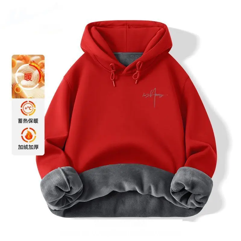 

Толстовка мужская с капюшоном, новая зимняя простая модная бархатная утолщенная толстовка