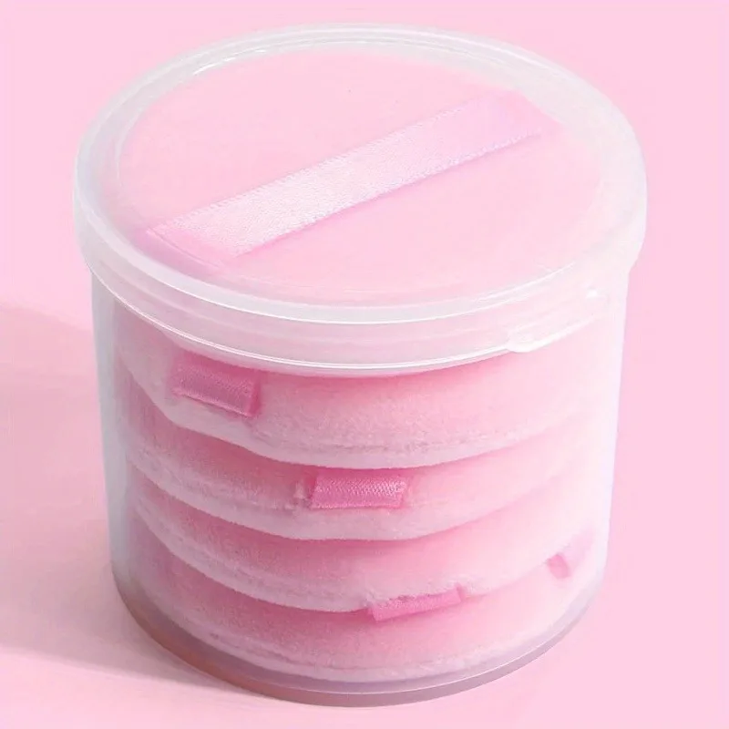 5Pcs Air Cushion Makeup Puffs With Straps Soft Blending Sponge For Loose Powder Body Powder Round Powder Puff With Storage Box