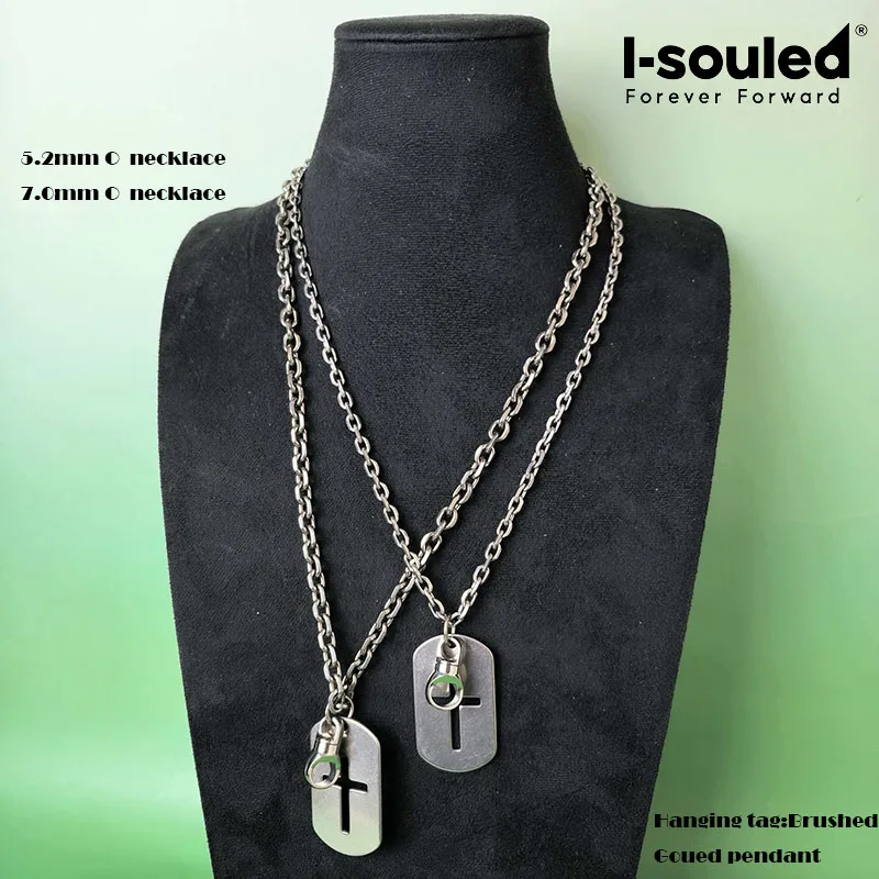 

Pure titanium O-chain necklace paired with dog tag gourd pendant, simple and elegant, lightweight