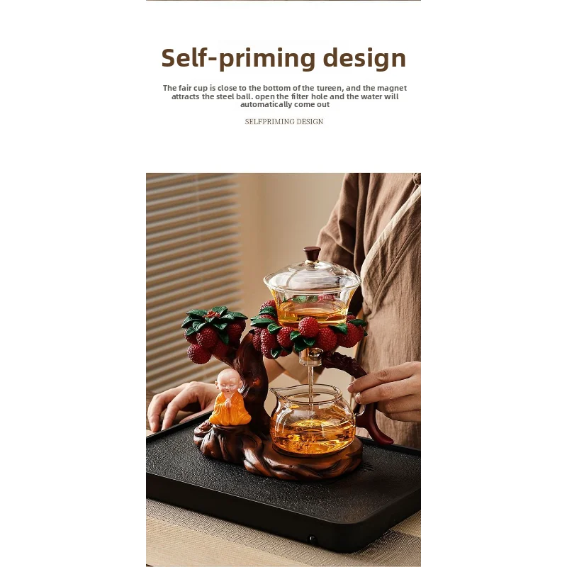 Glass Tea Set Lucky Design Magnetic Self Brewing Teapot Gift Box