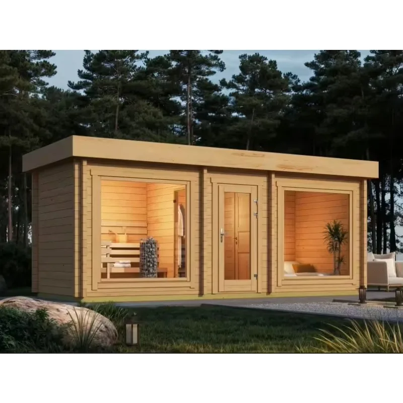 Modern Design Outdoor Smart Large Size Sauna Cabin House With Custom Solid Wood And Glass Window For Exterior Application