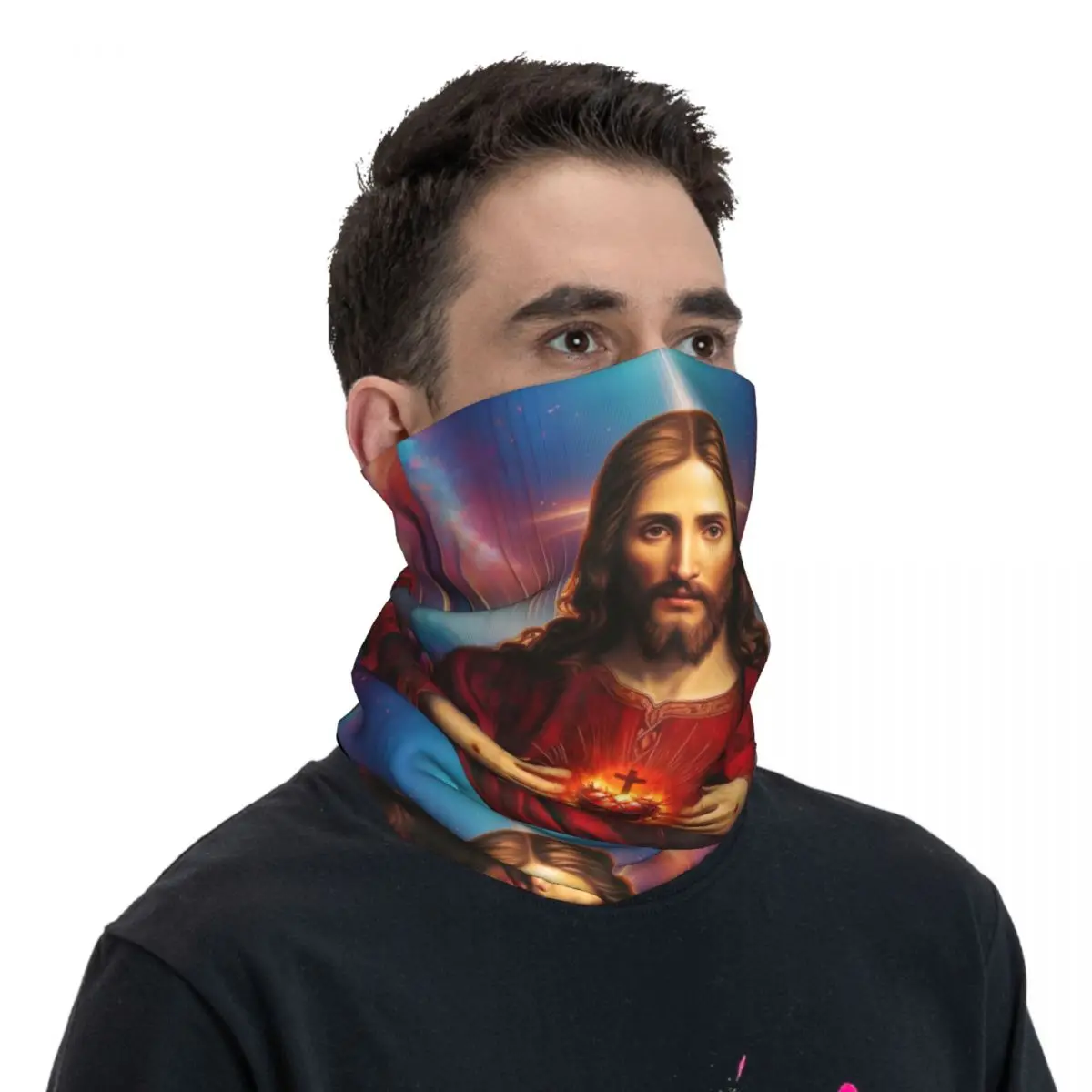 Saint Jésus-Christ Sacré-Cœur Round planchers f, Merch Neck, GaClaReligious Catholic Saint Bandana Balaclavas, Unisex cd proof