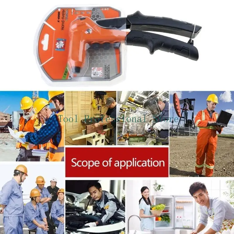 

57QF Heavy Duty Single Hand Riveter Manual Rivet with 4 Tool-Free Interchangeable Rivet Heads Rivet Machine Easy to Use