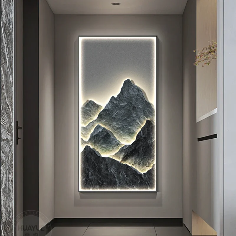 Entrance Foyer Decoration Painting High-end Feeling Corridor Hanging Painting Vertical Version Atmospheric Wall Lamp Painting