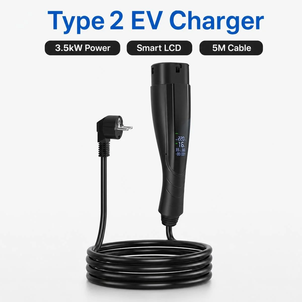 3.5kw 16A Portable Charging cable Type 2 European Standard Suitable for Household EV Charger Portable