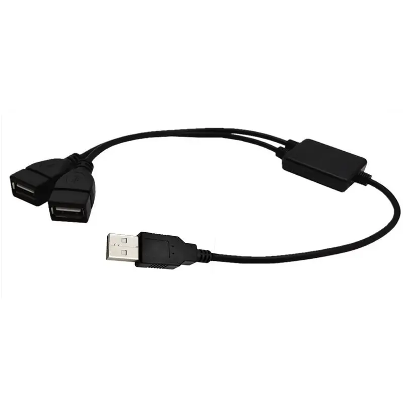 30cm USB 2.0 A Male to 2 * USB A Female Y-shaped Hub Cable with Chip for Simultaneous Data Transmission, USB 1/2 Charging Cable
