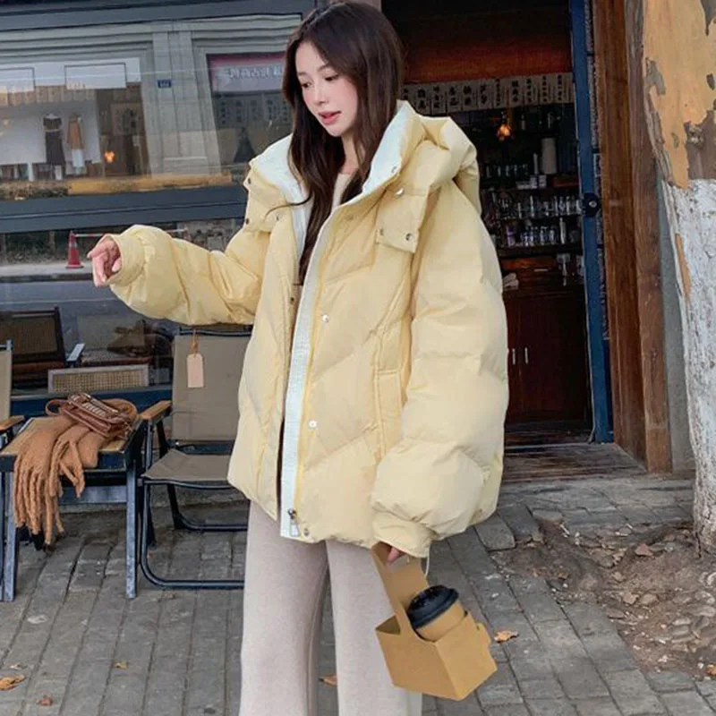 Damenmantel, Winter, warm, mit Kapuze, Damen-Daunen-Baumwolljacke, 2025, neue lockere, dicke, elegante Damen-Baumwoll-gefütterte Jacke H659