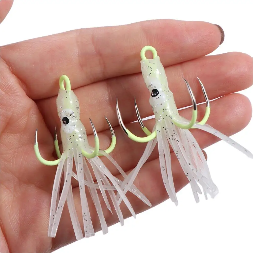 Soft Bait Glow in Dark Octopus Lures 4 Hooks Trolling Lures Jigs Fishing Lures Luminous Octopus Baits Fishing Jig Head