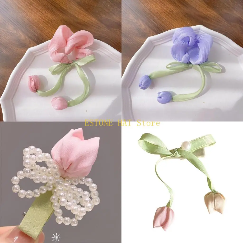 49MF Fashionable Flower Fabric Hair Clip Uniuqe Headwear Hair Accessory Hiarpin For Adding Sophistication To Your Look