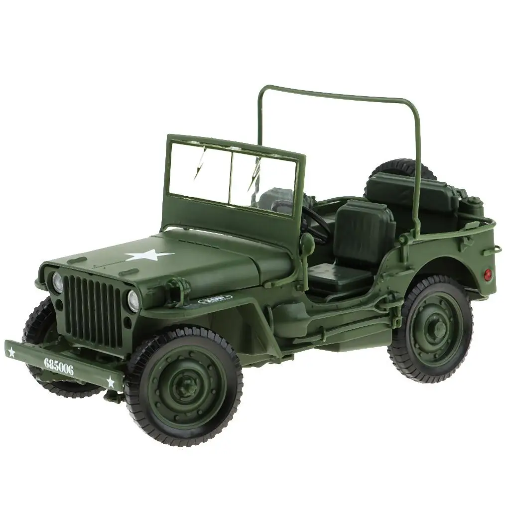 1/18 Alloy Diecast Model Willys Jeep Military US Army Vehicle Toys Collection for kids