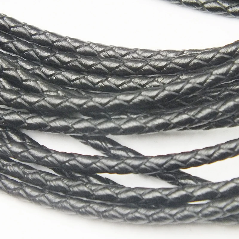 50m  3mm  black genuine Braided leather cord necklace diy accessories jewelry fingind