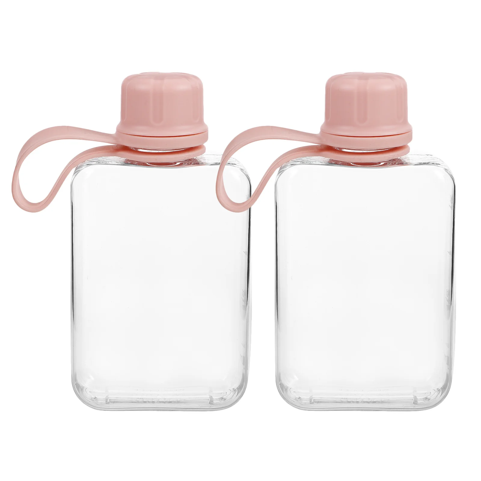 

2Pcs Slim Water Bottle Portable Leakproof Flat Travel Flask Small Plastic Bottle for Outdoor Sports Fitness Pocket Use