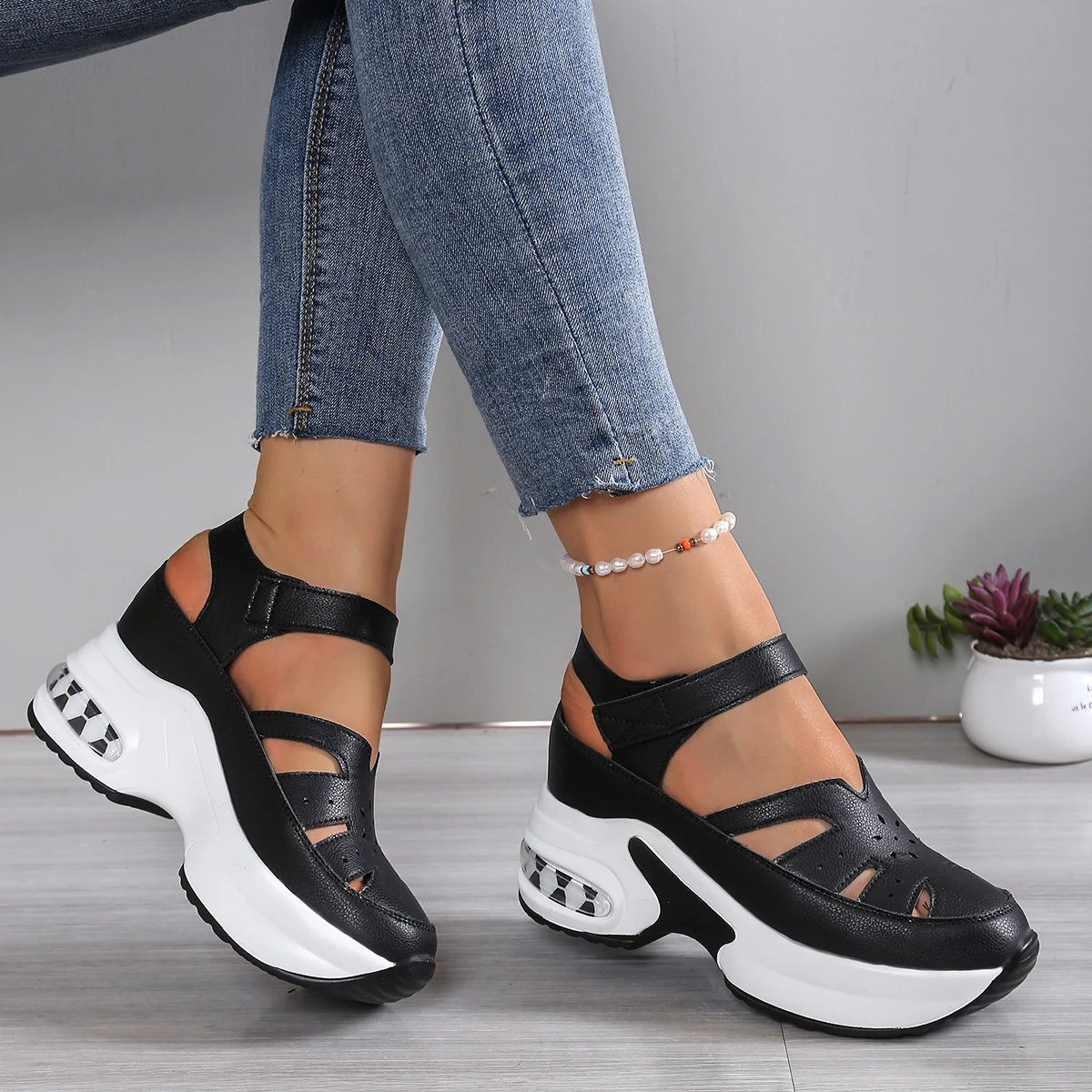 New Summer Closed Toe Women Sandals Fashion Plus Size Casual Shoes New Hollow Out Light Comfortable Platform Sandals Zapatos image 5
