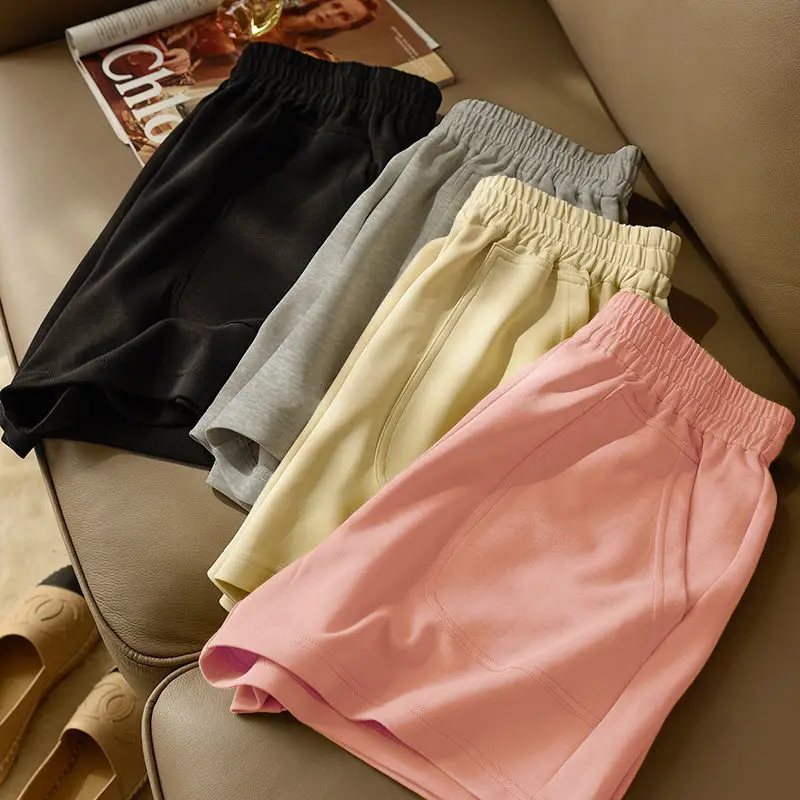 

Шорты женские летние повседневные свободные спортивные однотонные простые удобные уличная одежда с эластичной резинкой на талии уютная мода для колледжа универсальные популярные Ins