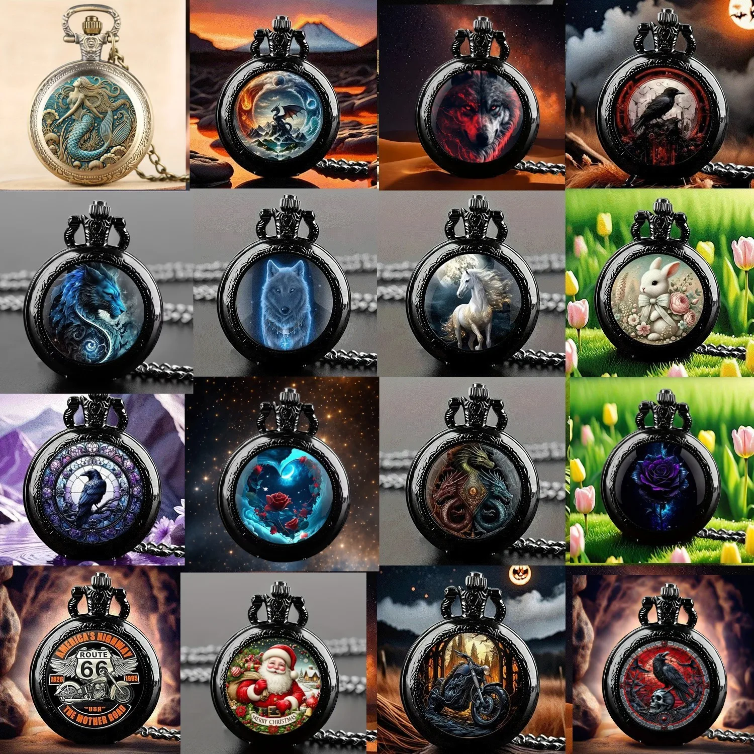 Buy 1 Get 1 Random 2 Pieces Vintage Mini Size Pocket Watch, With Necklace Pendant World-Time Feature, Gift Clock For Men Kids