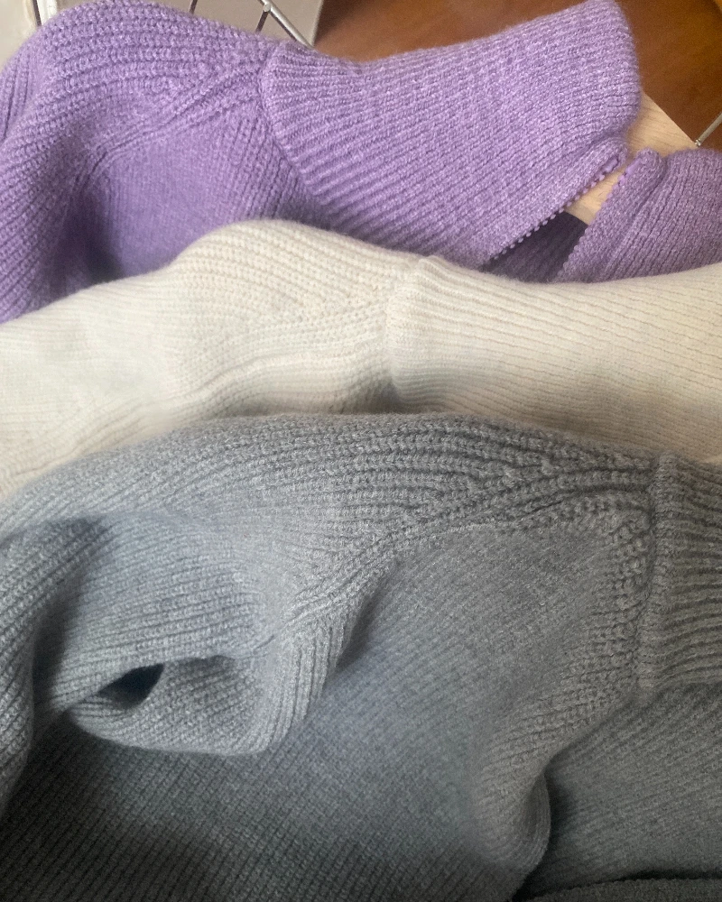 Cárdigan de punto informal con bolsillo y doble cremallera y cuello alto para mujer, chaqueta holgada de estilo coreano para otoño e invierno