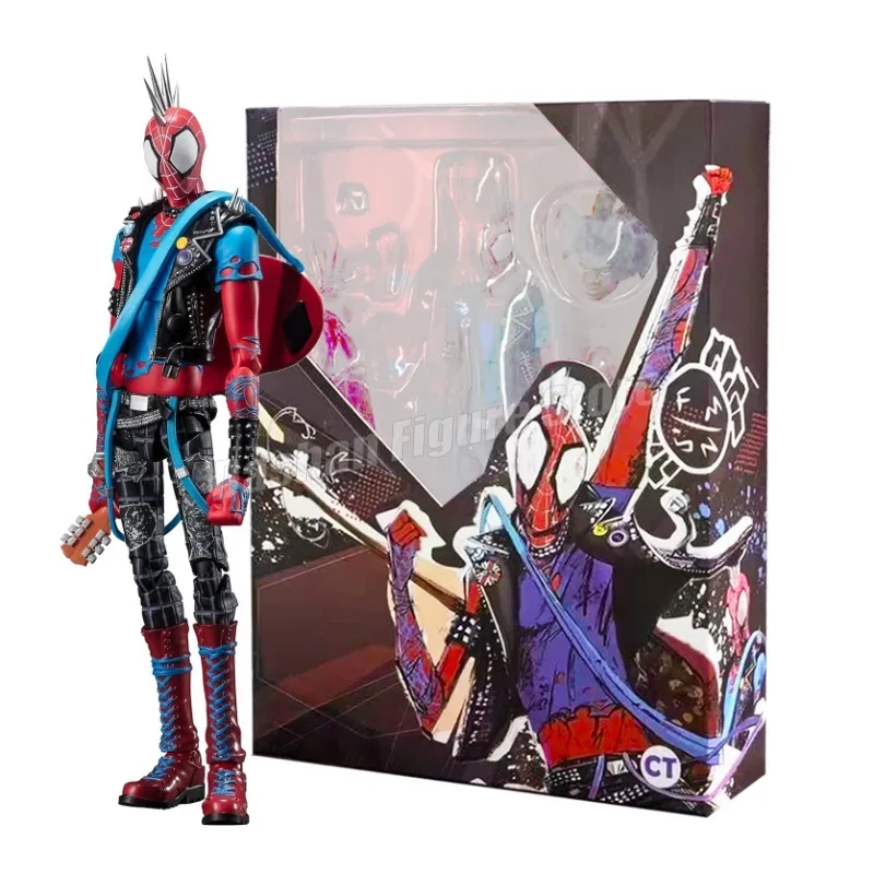 

Ct Toys Человек-паук Человек-панк Фигурка Человек-паук через вселенные Spider-Verse Shf Hobart Коричневые фигурки ПВХ Подвижная модель игрушки