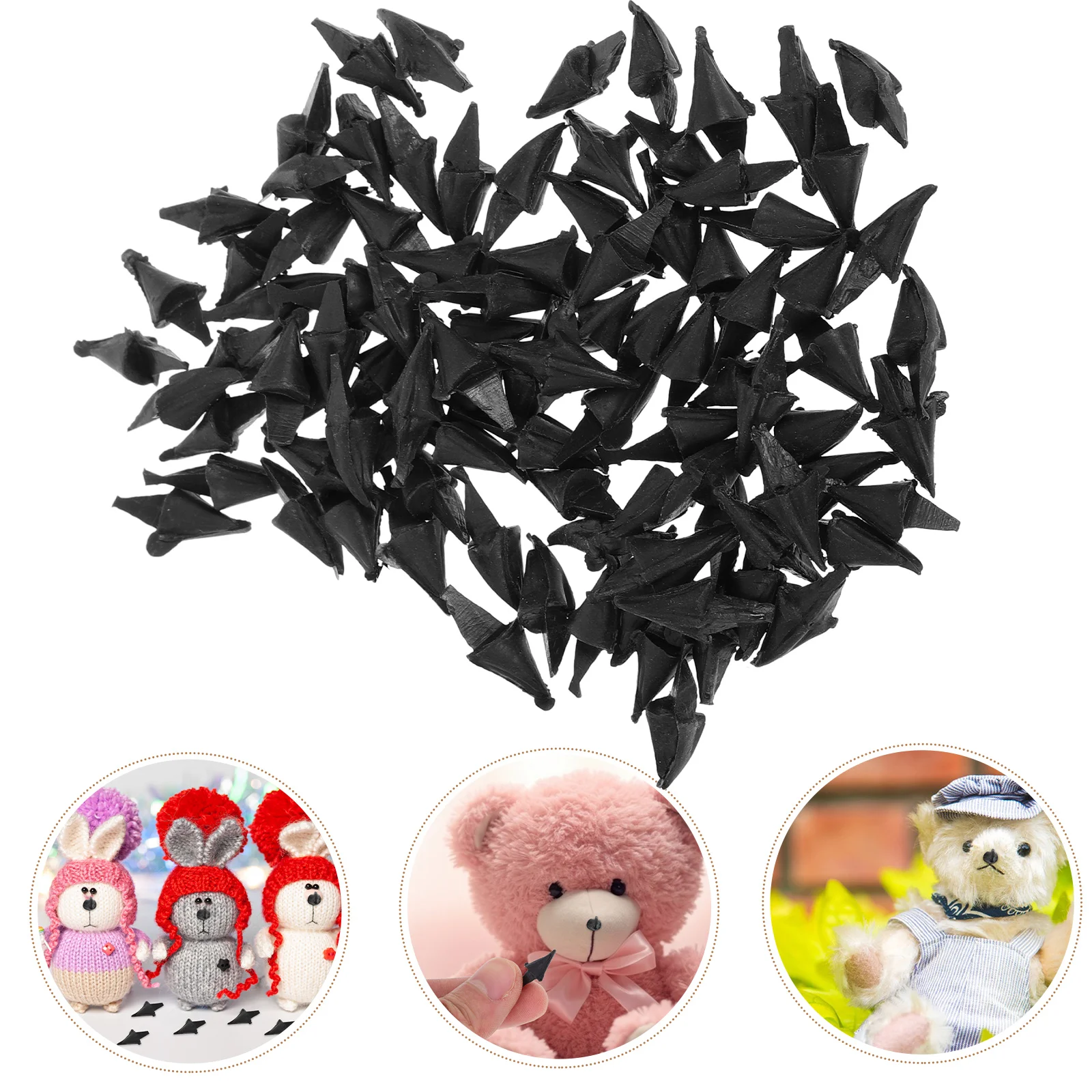 100 Pcs Toy Little Yellow Chicken Mouth Owl Beak Carrot Nose Plastic Duck Materials Black DIY Animal Kit