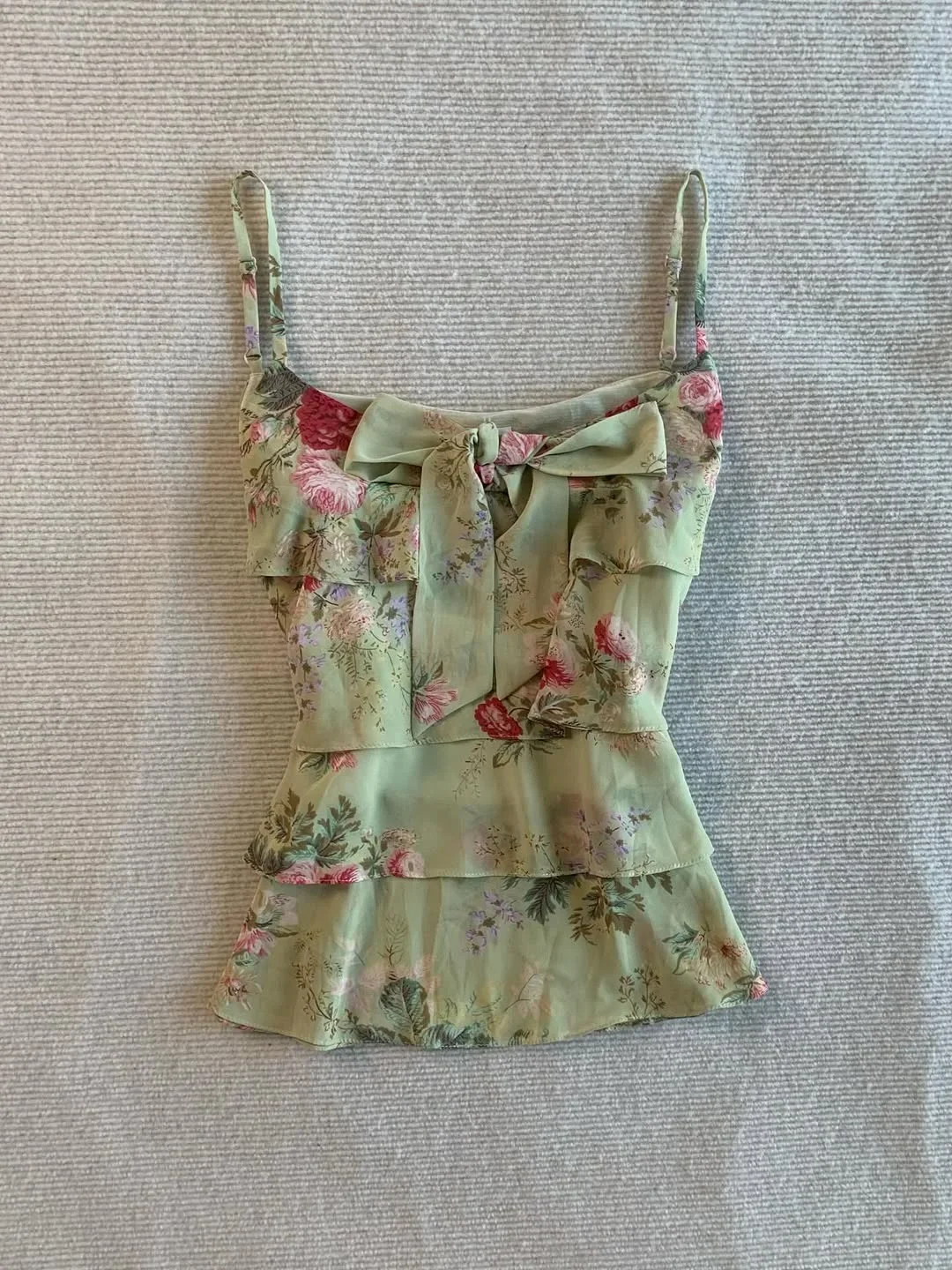 Sexy Tank Top Floral Print Y2k 90s Sweet Women Vintage Harajuku Coquette Basics Crop Top Bow Slim Summer Sling Punk Backless Tee
