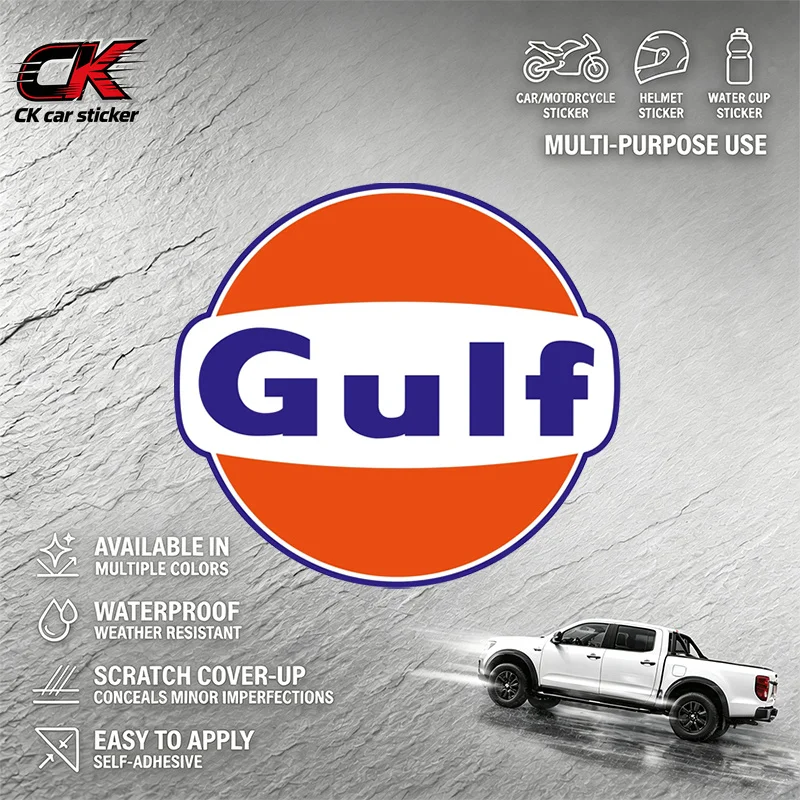 Retro Gulf Racing Car Sticker Auto Vinyl Decal Orange Blue LogoWaterproof for Car Motorcycle Laptop Auto Body Decoration